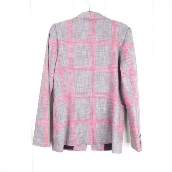Halogen Blazer Womens SZ M Plaid Gray/Pink Single Button Business Casual Career - Picture 9 of 10